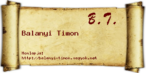 Balanyi Timon névjegykártya